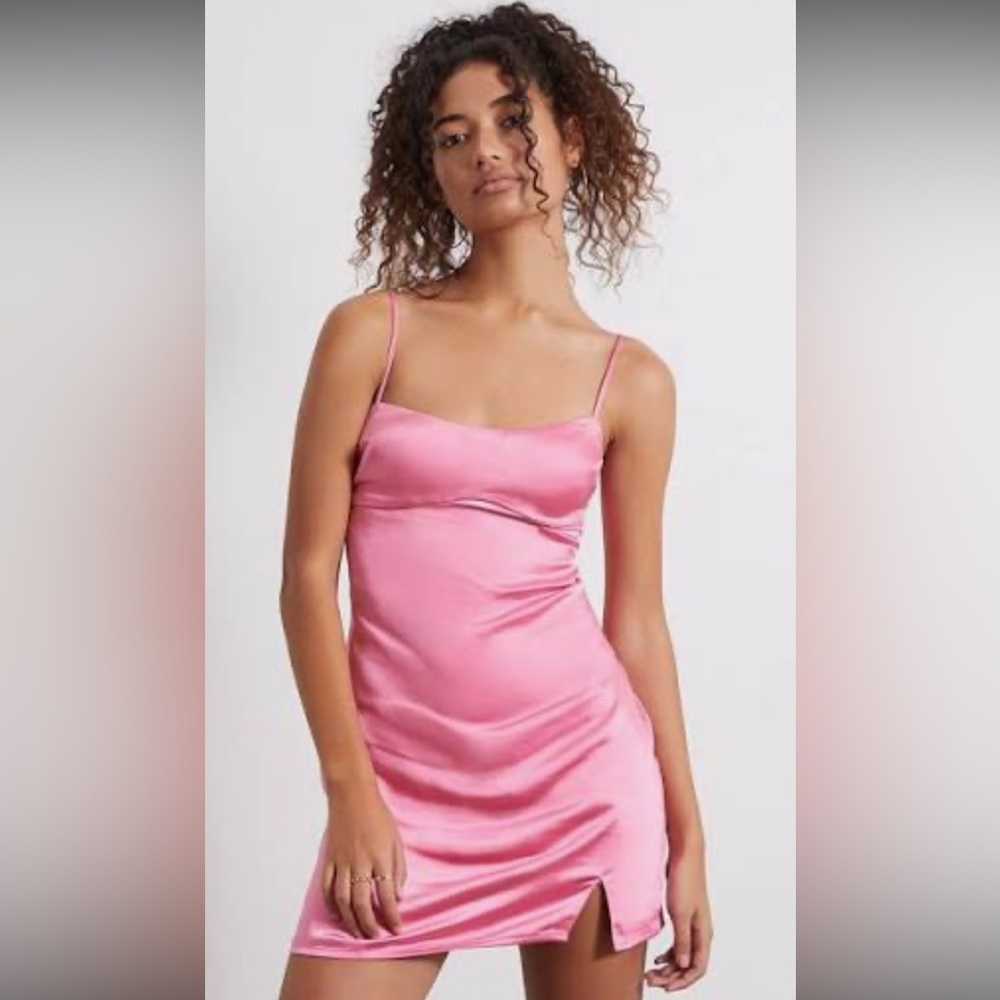 La Hearts Satin Pink Mini Dress